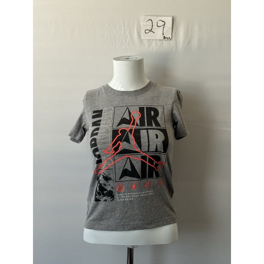 Nike Jordan Jumpman Gray Graphic T Shirt Youth Small Red Black Basketball Tee